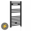 E-Diamond Electric Only Heated Towel Rail - W400mm x H720mm - Matt Black - Straight -By Bathroom Store 380142 prod