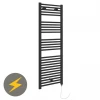 E-Diamond Electric Only Heated Towel Rail - W480mm x H1375mm - Matt Black - Straight -By Bathroom Store 380144 prod