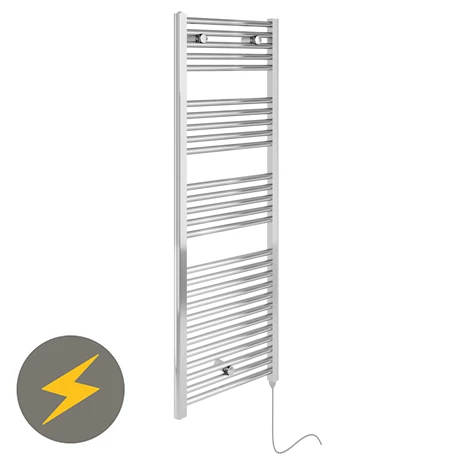 E-Diamond Electric Only Heated Towel Rail - W480mm x H1375mm - Chrome - Straight 3 E-Diamond Electric Only Heated Towel Rail - W480mm x H1375mm - Chrome - Straight