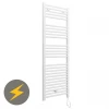 E-Diamond Electric Only Heated Towel Rail - W480mm x H1375mm - White - Straight -By Bathroom Store 384996 p