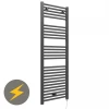 E-Diamond Electric Only Heated Towel Rail - W480mm x H1375mm - Anthracite - Straight -By Bathroom Store 384999 P