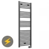 E-Diamond Electric Only Heated Towel Rail w. Digital Thermostat - W480mm x H1375mm - Anthracite - Straight -By Bathroom Store 388527 p