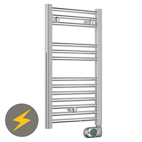 E-Diamond Electric Only Heated Towel Rail w. Digital Thermostat - W400mm x H720mm - Chrome - Straight 3 E-Diamond Electric Only Heated Towel Rail w. Digital Thermostat - W400mm x H720mm - Chrome - Straight