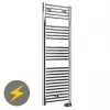 E-Diamond Electric Only Heated Towel Rail w. Digital Thermostat - W480mm x H1375mm - Chrome - Straight -By Bathroom Store 388535 p