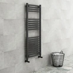 Diamond Curved Heated Towel Rail - W500 x H1200mm - Anthracite