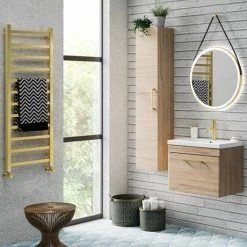 Arezzo Cube Brushed Brass 1200 x 500 Heated Towel Rail -By Bathroom Store AZ125BBSQ d4 460