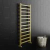 Arezzo Cube Brushed Brass 1200 x 500 Heated Towel Rail 1 Arezzo Cube Brushed Brass 1200 x 500 Heated Towel Rail -By Bathroom Store AZ125BBSQ n p