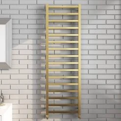 Arezzo Cube Brushed Brass 1600 x 500 Heated Towel Rail -By Bathroom Store AZ165BBSQ N d2 460