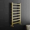 Arezzo Cube Brushed Brass 800 x 500 Heated Towel Rail 2 Arezzo Cube Brushed Brass 800 x 500 Heated Towel Rail -By Bathroom Store AZ85BBSQ n p