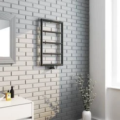 Arezzo Matt Black 800 x 500 Ladder Heated Towel Rail -By Bathroom Store AZ8MB d2 460