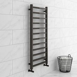 Brooklyn Square 1200 x 500mm Black Nickel Heated Towel Rail