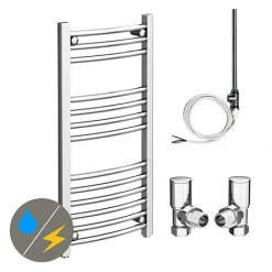 Diamond 400 x 800mm Curved Heated Towel Rail (incl. Valves + Electric Heating Kit)