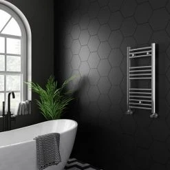 Diamond 400 x 800mm Straight Heated Towel Rail (incl. Valves + Electric Heating Kit) -By Bathroom Store COL003 EHK d4 460