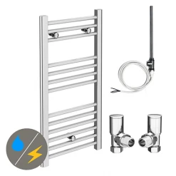 Diamond 400 x 800mm Straight Heated Towel Rail (incl. Valves + Electric Heating Kit)