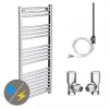 Diamond 500 x 1200mm Straight Heated Towel Rail (incl. Valves + Electric Heating Kit) -By Bathroom Store COL009 EHK prod1