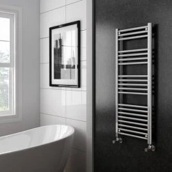 Diamond 500 x 1200mm Straight Heated Towel Rail (incl. Valves + Electric Heating Kit) -By Bathroom Store COL009 EHK d6 460