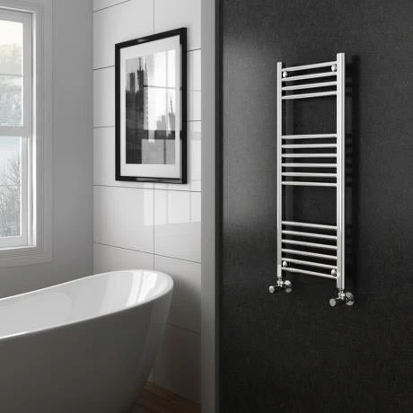 Diamond Heated Towel Rail - W400 x H1000mm - Chrome - Straight 4 Diamond Heated Towel Rail - W400 x H1000mm - Chrome - Straight - Image 2