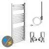 Diamond 500 x 1200mm Curved Heated Towel Rail (incl. Valves + Electric Heating Kit) -By Bathroom Store COL016 EHK p