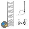 Diamond 500 x 1600mm Curved Heated Towel Rail (incl. Valves + Electric Heating Kit) -By Bathroom Store COL017 EHK n prod