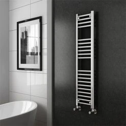 Diamond Heated Towel Rail - W300 x H1200mm - Chrome - Straight