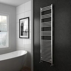 Diamond Heated Towel Rail - W500 x H1800mm - Chrome - Straight