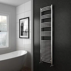 Diamond Curved Heated Towel Rail - W500 x H1800mm - Chrome