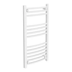Diamond Curved Heated Towel Rail - W400 x H800mm - White