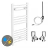 Diamond White 400 x 800mm Straight Heated Towel Rail (incl. Valves + Electric Heating Kit) -By Bathroom Store COL055 EHK prod