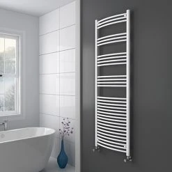 Diamond Curved Heated Towel Rail - W600 x H1800mm - White