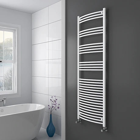 Diamond Curved Heated Towel Rail - W600 x H1800mm - White 3 Diamond Curved Heated Towel Rail - W600 x H1800mm - White
