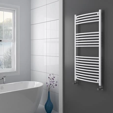 Diamond Curved Heated Towel Rail - W600 x H1200mm - White 4 Diamond Curved Heated Towel Rail - W600 x H1200mm - White - Image 2