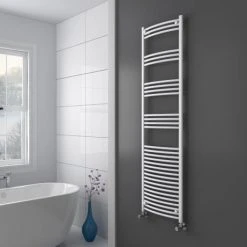 By Bathroom Store -By Bathroom Store COL065 white heated towel rail 460