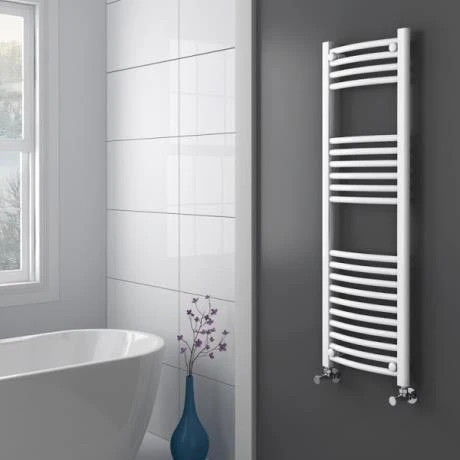 Diamond Curved Heated Towel Rail - W400 x H1200mm - White 4 Diamond Curved Heated Towel Rail - W400 x H1200mm - White - Image 2