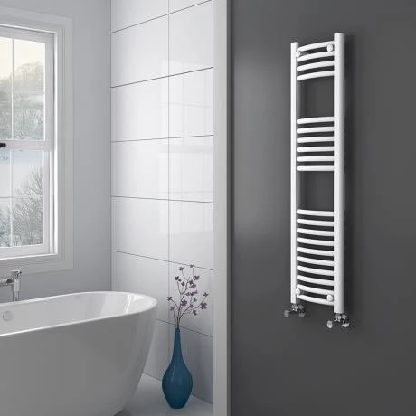 Diamond Curved Heated Towel Rail - W300 x H1200mm - White 4 Diamond Curved Heated Towel Rail - W300 x H1200mm - White - Image 2