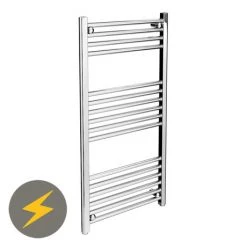 Diamond Straight Electric Heated Towel Rail - W500 x H1000mm - Chrome