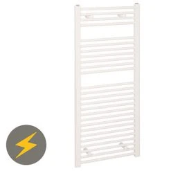 Reina Diva H1200 x W600mm White Flat Electric Towel Rail