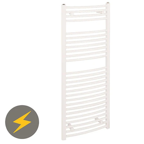 Reina Diva H1200 x W400mm White Curved Electric Towel Rail 3 Reina Diva H1200 x W400mm White Curved Electric Towel Rail