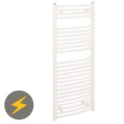 Reina Diva H800 x W500mm White Curved Electric Towel Rail