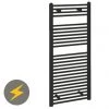 Reina Diva H1200 x W600mm Black Flat Electric Towel Rail -By Bathroom Store ES508BF P 1