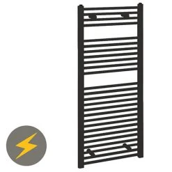 Reina Diva H1200 x W500mm Black Flat Electric Towel Rail