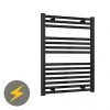 Reina Diva H800 x W600mm Black Flat Electric Towel Rail 2 Reina Diva H800 x W600mm Black Flat Electric Towel Rail -By Bathroom Store ES608BF P