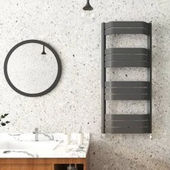 Milan Bow-Fronted Anthracite 1200 x 550 Designer Flat Panel Heated Towel Rail -By Bathroom Store MBTR125A4 d2 460