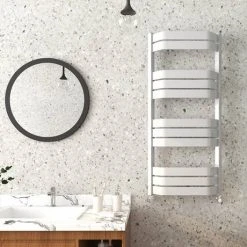 Milan Bow-Fronted White 1200 x 550 Designer Flat Panel Heated Towel Rail -By Bathroom Store MBTR125W4 d2 460