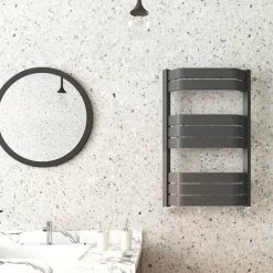 Milan Bow-Fronted Anthracite 850 x 550 Designer Flat Panel Heated Towel Rail -By Bathroom Store MBTR855A4 detail2 460