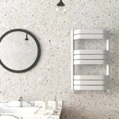 Milan Bow-Fronted White 850 x 550 Designer Flat Panel Heated Towel Rail -By Bathroom Store MBTR855W4 d2 460