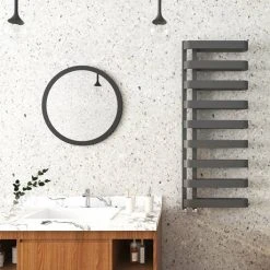Milan Curved Anthracite 1300 x 500 Designer Flat Panel Heated Towel Rail - 9 Sections -By Bathroom Store MCTR135A1 d2 460