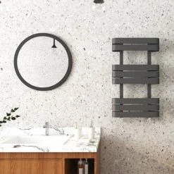 Milan Curved Anthracite 850 x 500 Designer Flat Panel Heated Towel Rail -By Bathroom Store MCTR855A2 d2 460