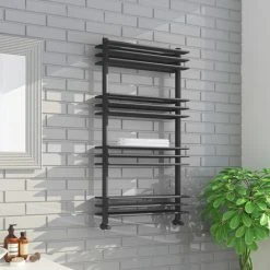 Milan Anthracite 1100 x 600mm Designer Shelf Heated Towel Rail