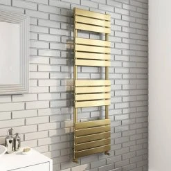 Arezzo Brushed Brass 1600 x 500 Heated Towel Rail -By Bathroom Store MIL16BB L 460