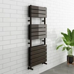 Milan Black Nickel 1200 x 500mm Double Panel Heated Towel Rail